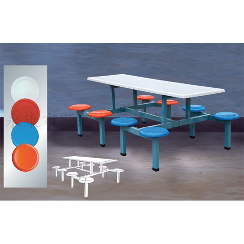 八位玻璃钢圆凳餐桌 SC-80350